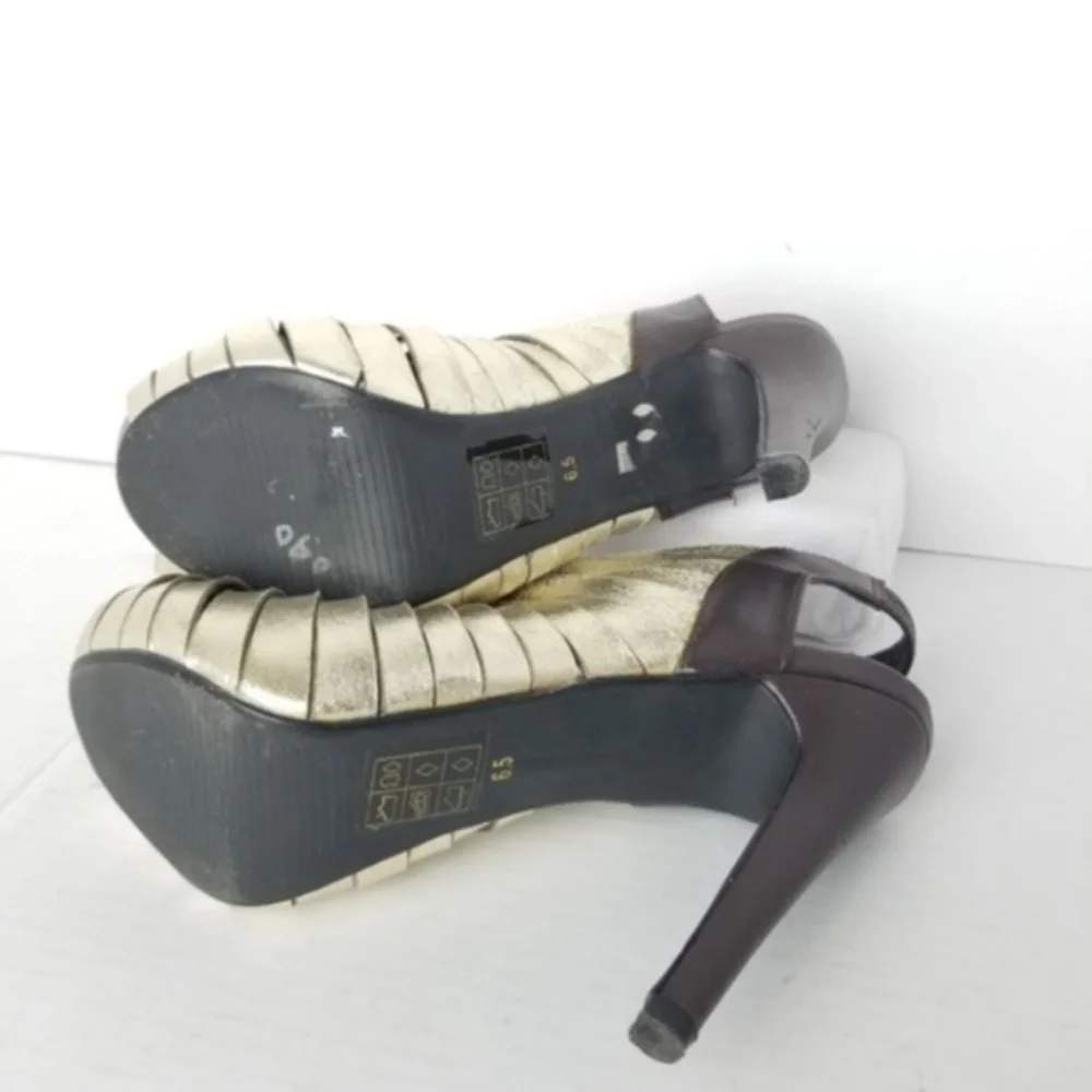 N.Y.L.A Leather Strap Ankle Booties Peep Size 6.5 - Picture 7 of 8